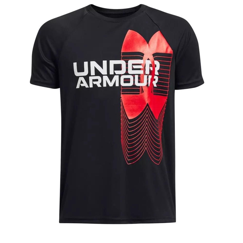 Under Armour Boysโ Tech Split Wordmark Tee โโ Youth Medium ๐ค
